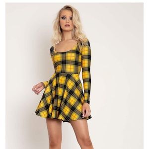 Blackmilk tartan toastie pocket skater dress
